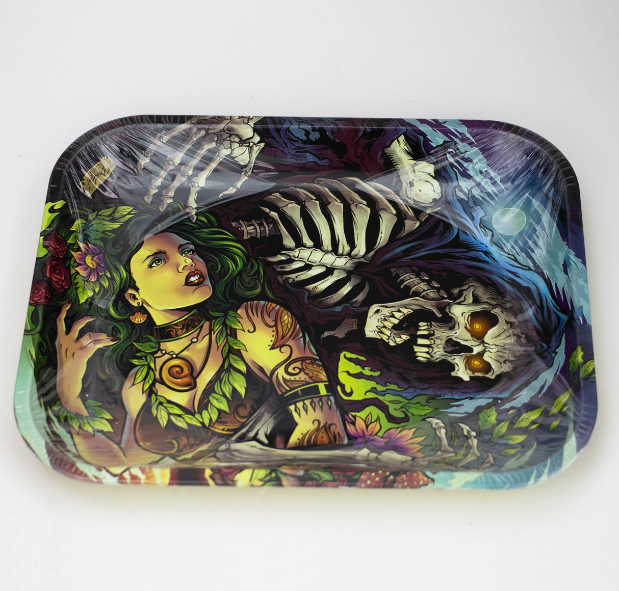 LARGE METAL ROLLING TRAY Tray Purple Haze Smoke Inc SKULL