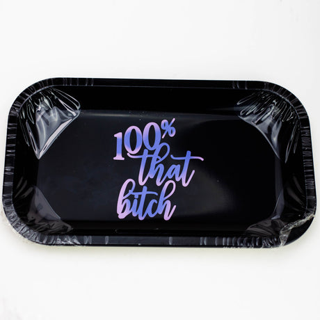 MEDIUM METAL ROLLING TRAY Tray Purple Haze Smoke Inc 100% BITCH