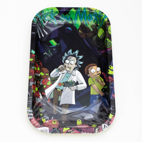 MEDIUM METAL ROLLING TRAY Tray Purple Haze Smoke Inc R&M Cartoon 2