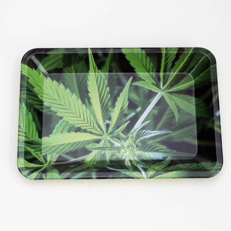 SMALL METAL ROLLING TRAY RT Tray Purple Haze Smoke Inc CANNABIS LEAF