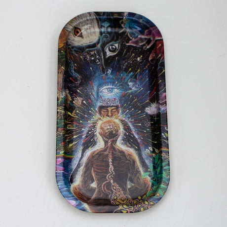 SMALL METAL ROLLING TRAY OV Tray Purple Haze Smoke Inc MEDITATION