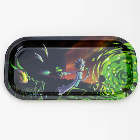 SMALL METAL ROLLING TRAY OV Tray Purple Haze Smoke Inc R&M Cartoon