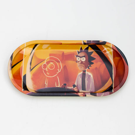 SMALL METAL ROLLING TRAY OVM Tray Purple Haze Smoke Inc R&M Cartoon Orange