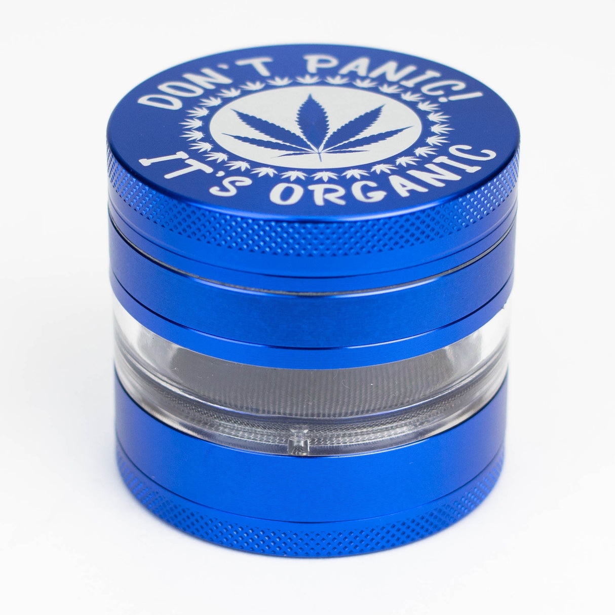 Heavy Duty Large "Don't Panic It's Organic" 4 Parts Weed Grinder Engraved in Canada Design #1 Regular Grinder Laser Ninja Blue