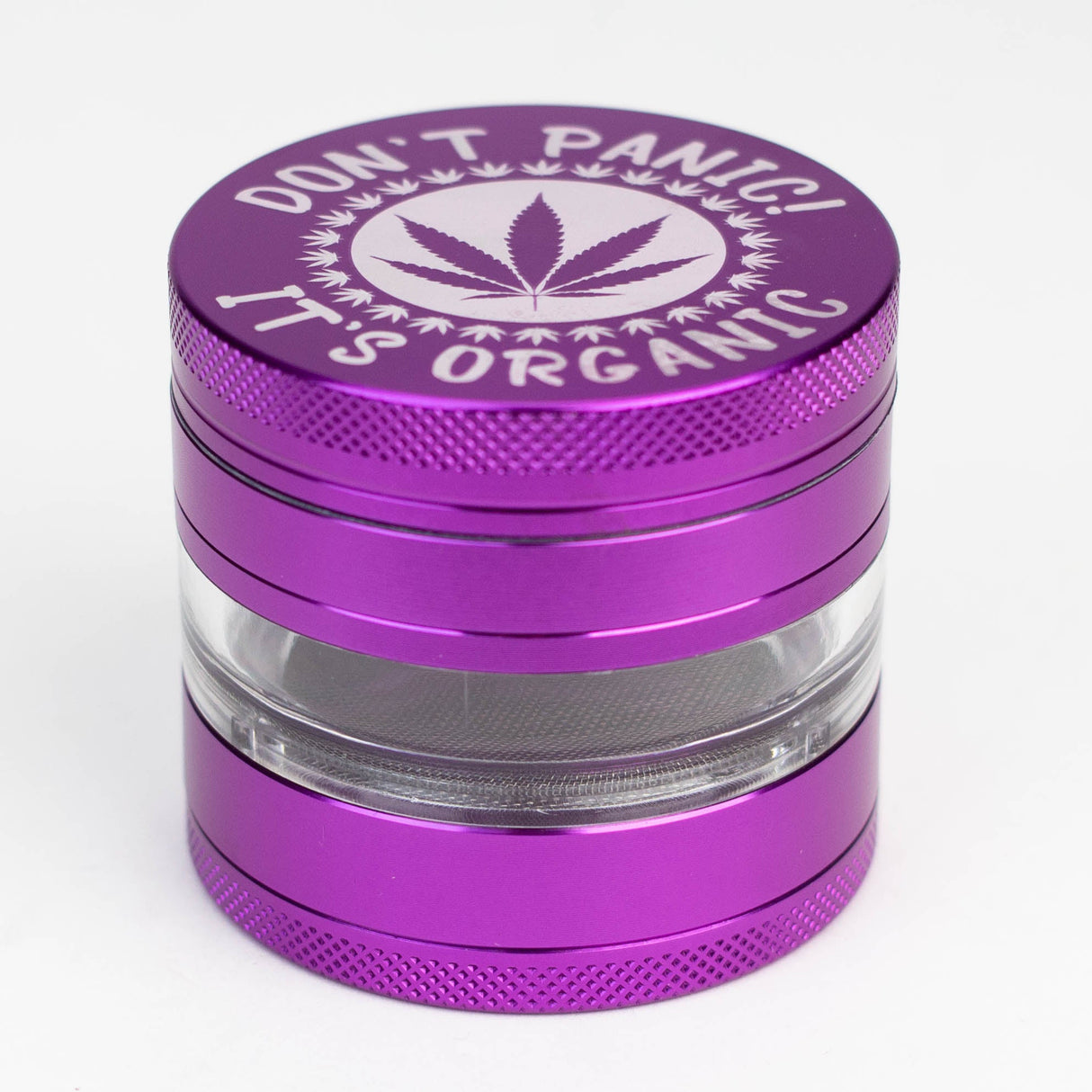Heavy Duty Large "Don't Panic It's Organic" 4 Parts Weed Grinder Engraved in Canada Design #1 Regular Grinder Laser Ninja Purple