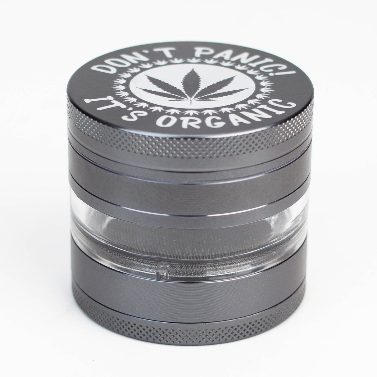 Heavy Duty Large "Don't Panic It's Organic" 4 Parts Weed Grinder Engraved in Canada Design #1 Regular Grinder Laser Ninja Gray