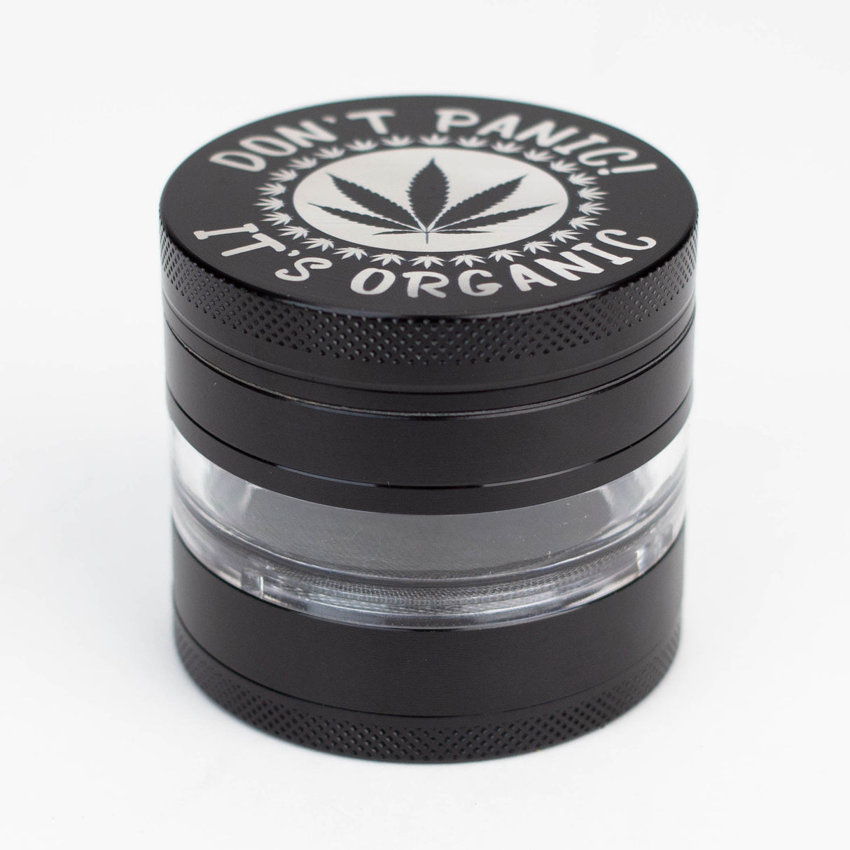 Heavy Duty Large "Don't Panic It's Organic" 4 Parts Weed Grinder Engraved in Canada Design #1 Regular Grinder Laser Ninja Black
