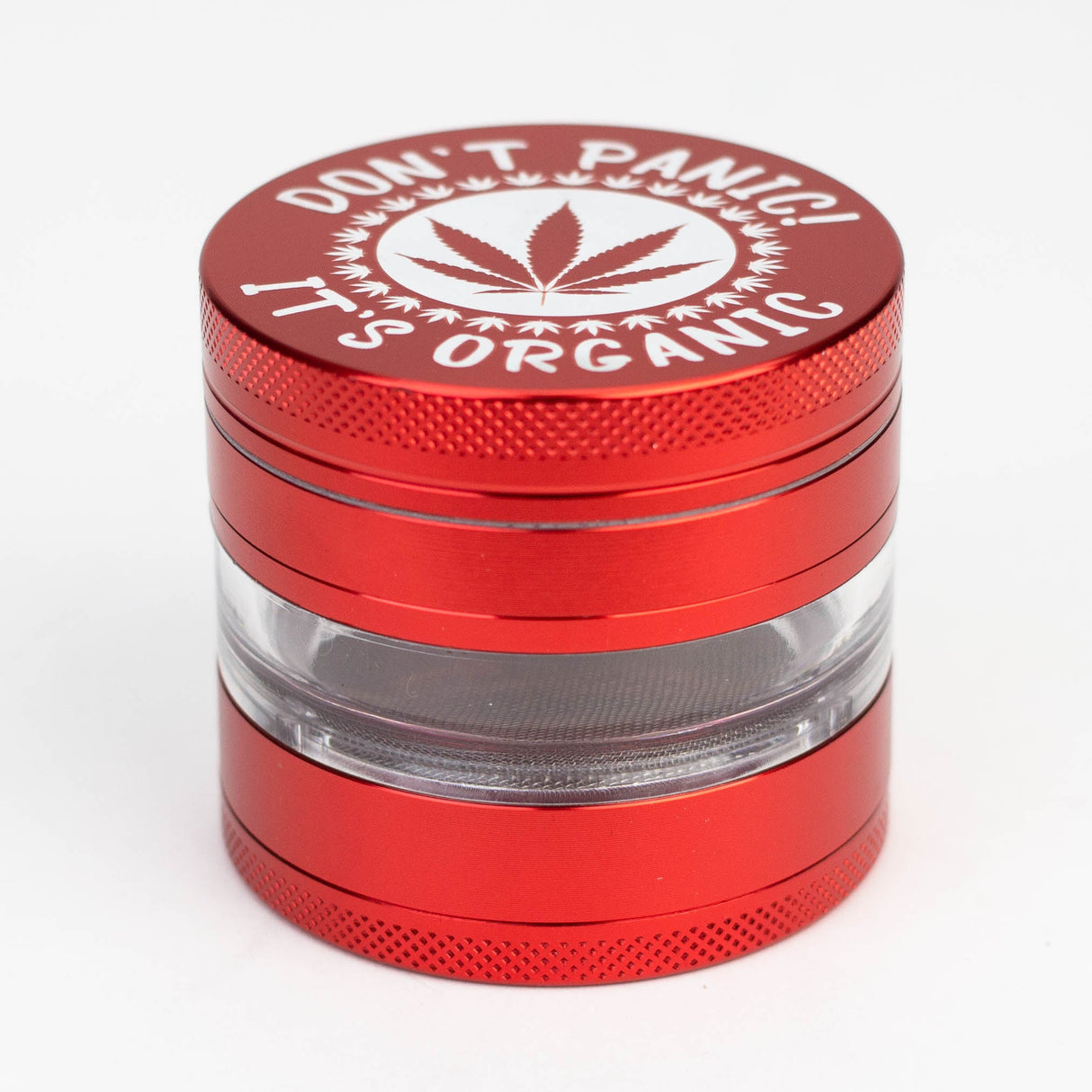 Heavy Duty Large "Don't Panic It's Organic" 4 Parts Weed Grinder Engraved in Canada Design #1 Regular Grinder Laser Ninja Red