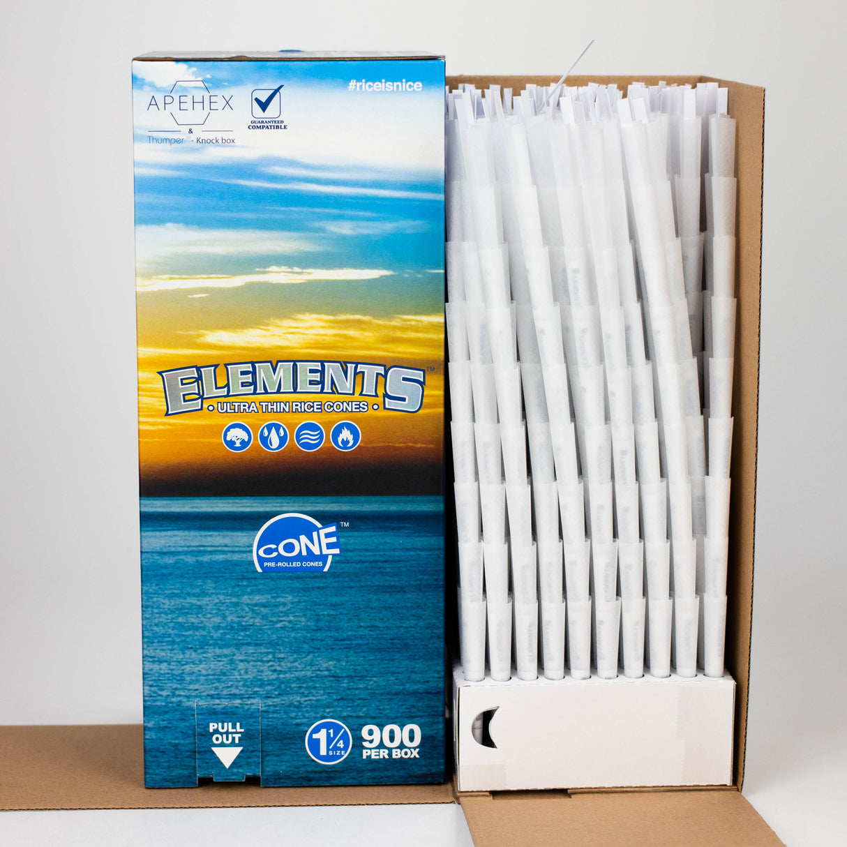 ELEMENTS | Ultra thin 1 1/4 pre-rolled 900 Rice Cones Pre-rolled Cone (Bulk / Tower) ONE