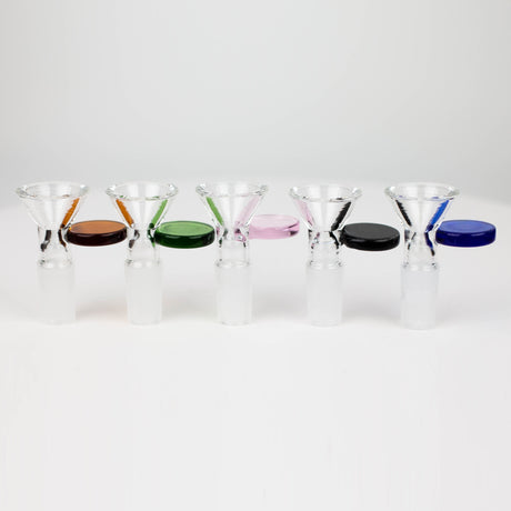 Glass bowl with color round handle for 14 mm Pack of 3 Bowl · Banger · Oil Burner 777 Smoke