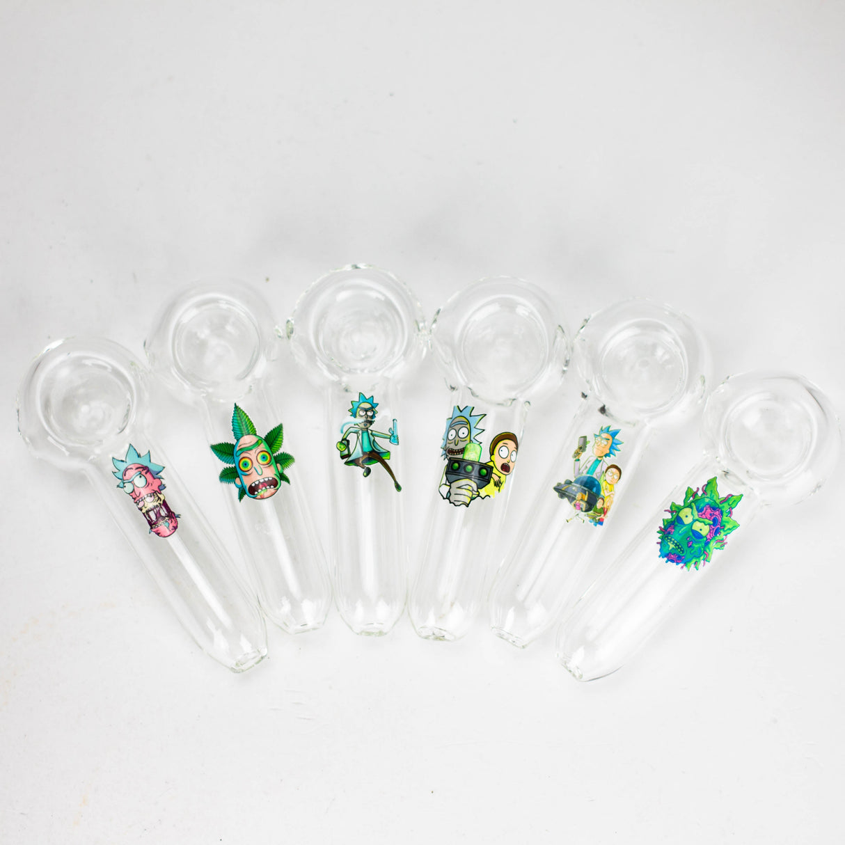 4" Premium Glass Pipe With RM Graphic Box of 12 Glass Pipe 777 Smoke