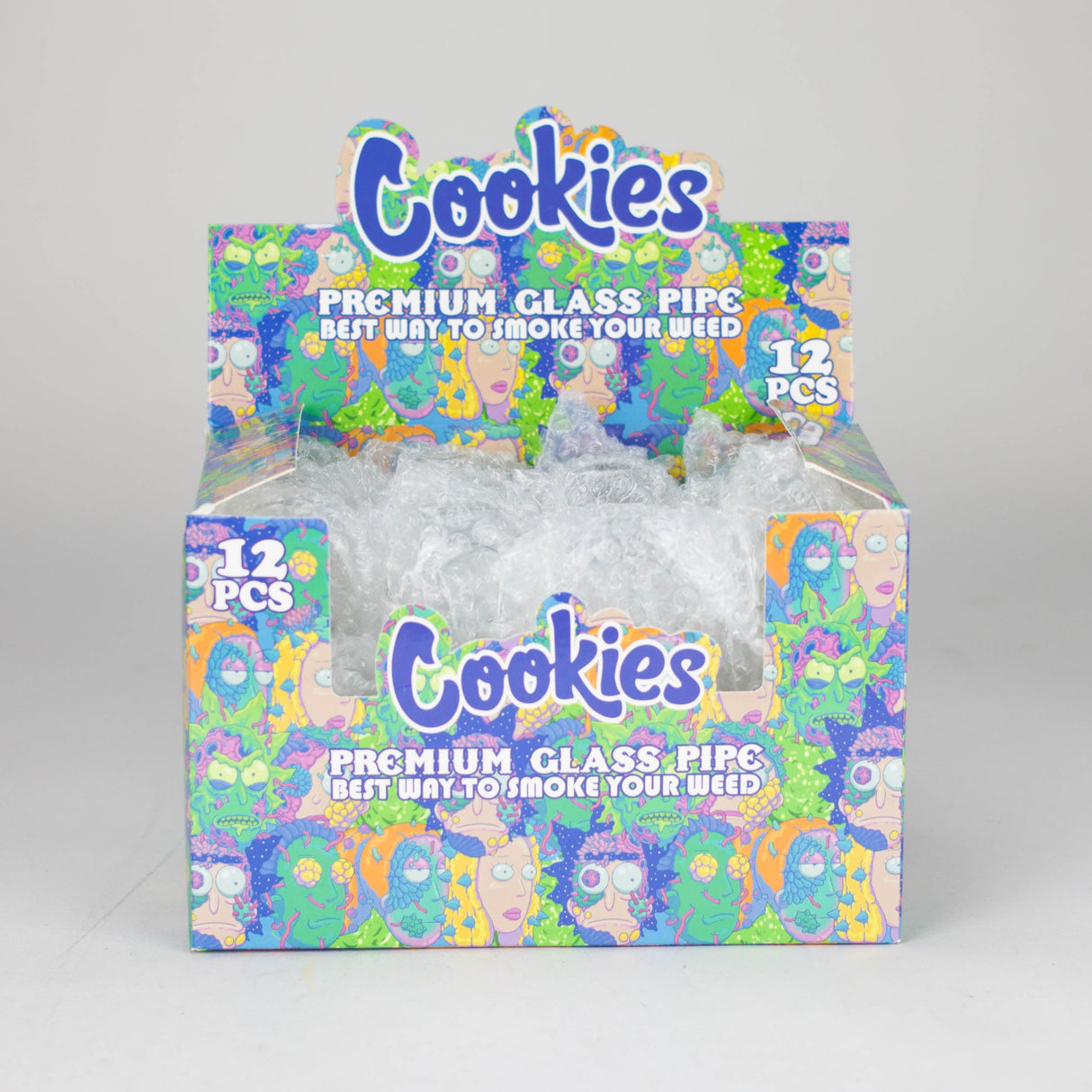 4" Premium Glass Pipe With RM Graphic Box of 12 Glass Pipe 777 Smoke