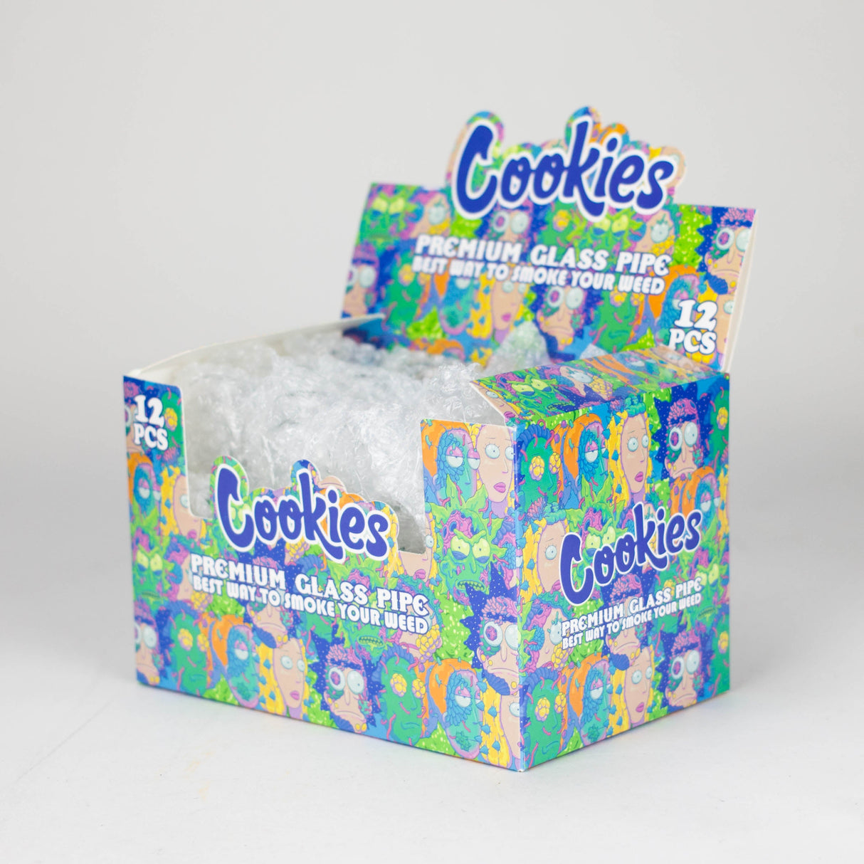 4" Premium Glass Pipe With RM Graphic Box of 12 Glass Pipe 777 Smoke