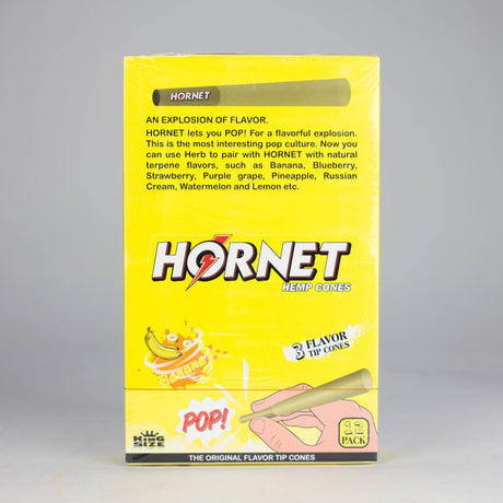 Hornet | King size (110mm) Flavor flavor Burst beads tip cones Box of 12 Pre-rolled Cone (Display Pack) 777 Smoke Banana