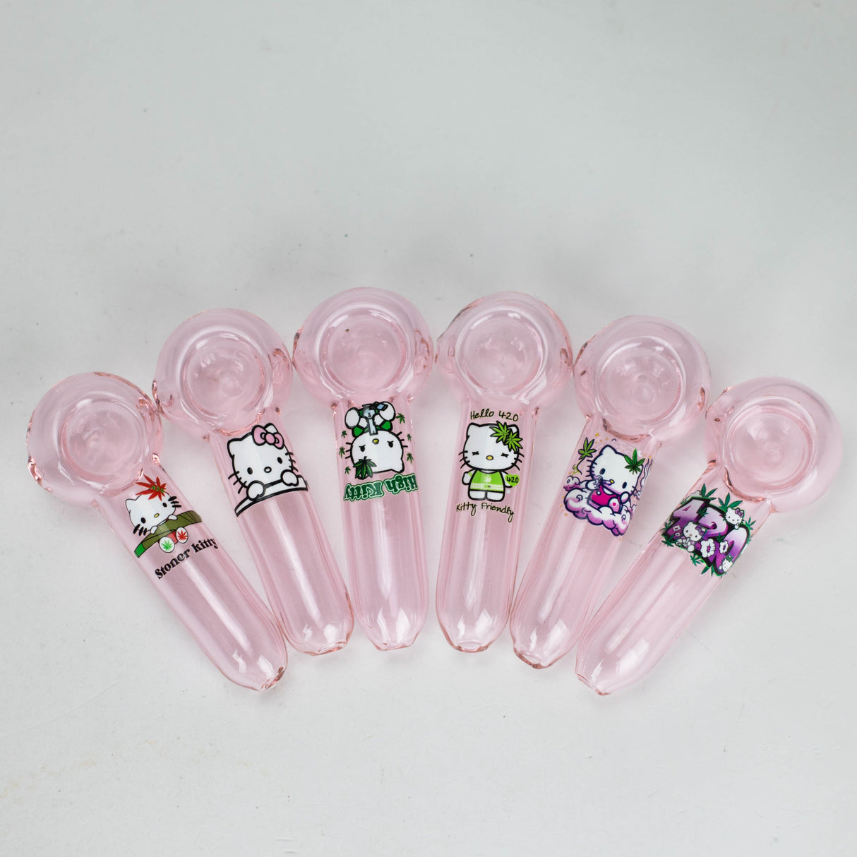 4" Pink Premium Glass Pipe Box of 12 Glass Pipe 777 Smoke Kitty
