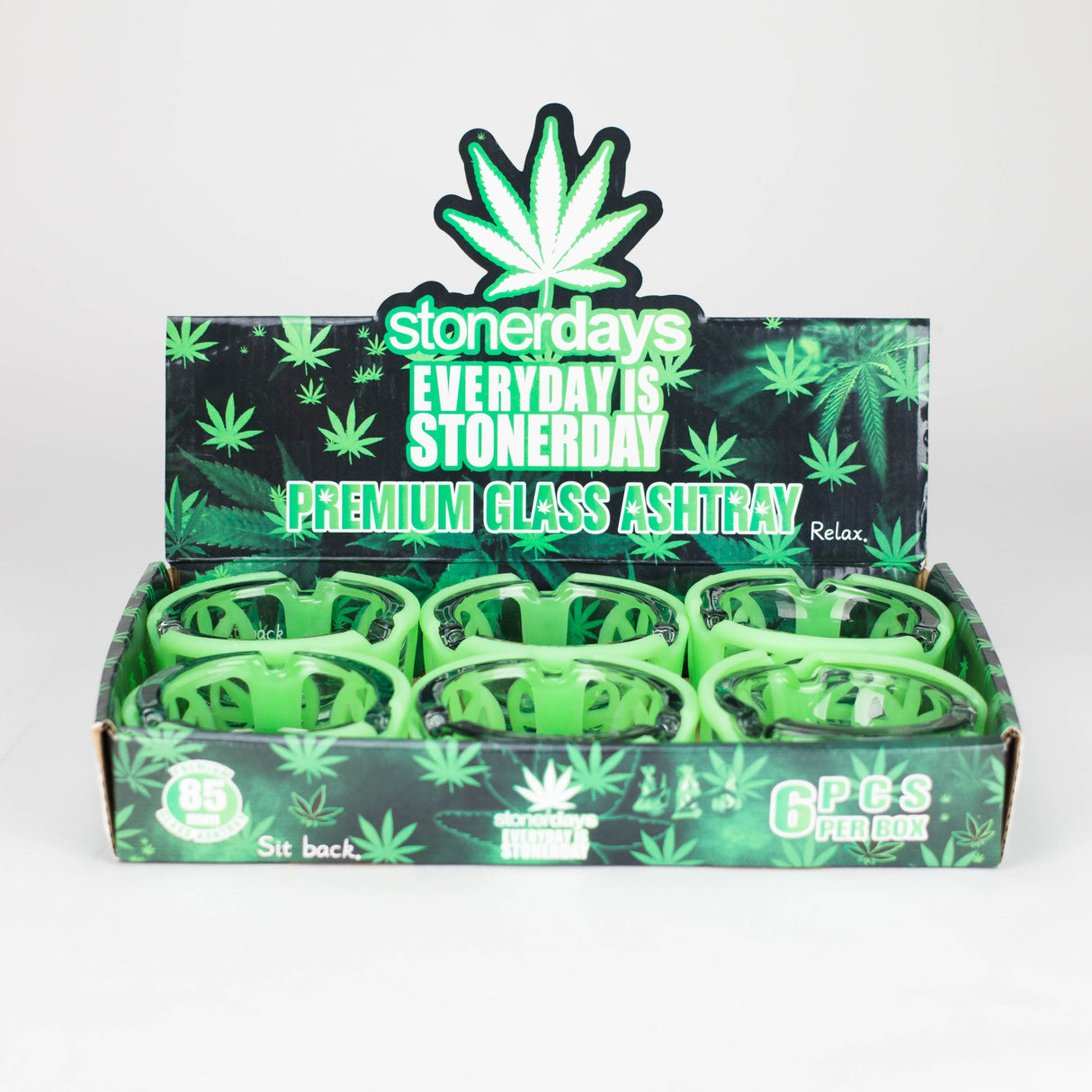 Grow in the dark premium glass ashtray Box of 6 Glass Ashtray 777 Smoke