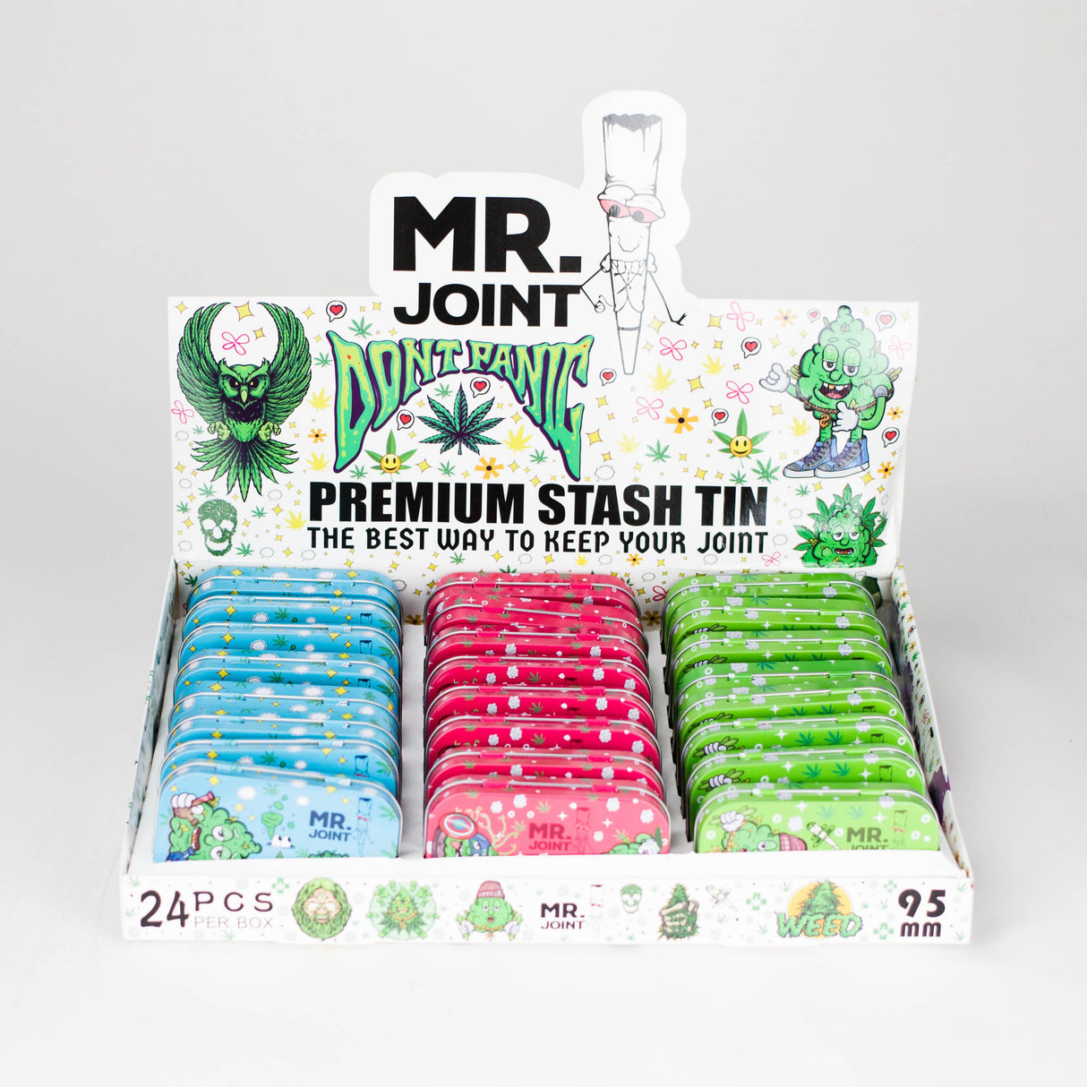 Premium Stash Tin Box of 24 Case 777 Smoke Mr. Joint