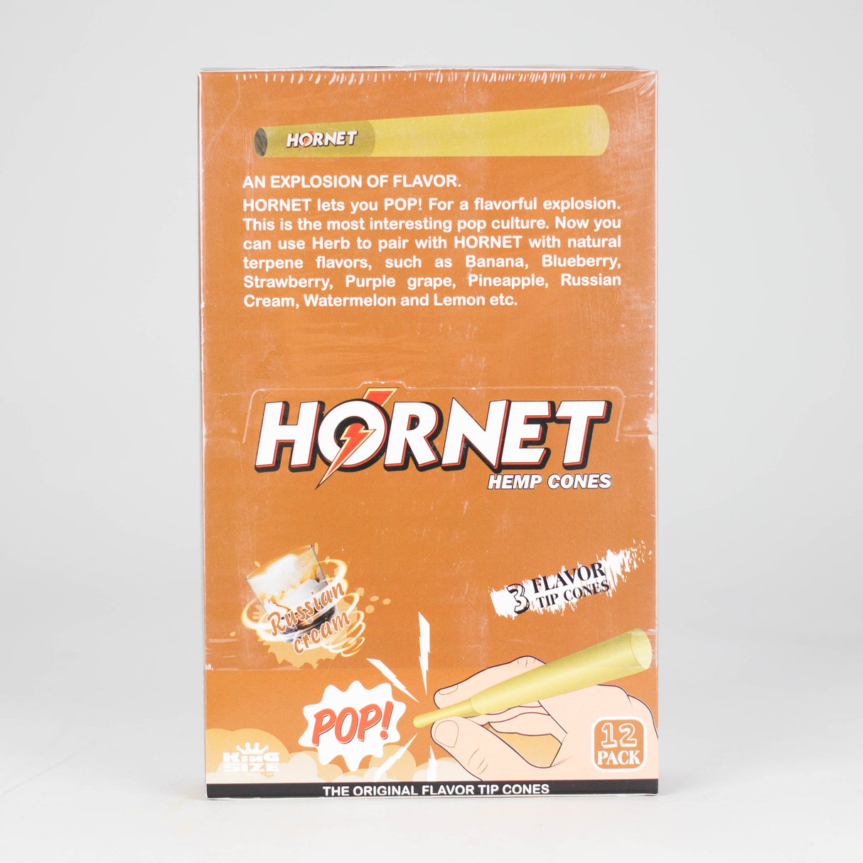 Hornet | King size (110mm) Flavor flavor Burst beads tip cones Box of 12 Pre-rolled Cone (Display Pack) 777 Smoke Russian Cream