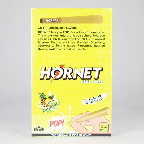 Hornet | King size (110mm) Flavor flavor Burst beads tip cones Box of 12 Pre-rolled Cone (Display Pack) 777 Smoke Ice Pineapple