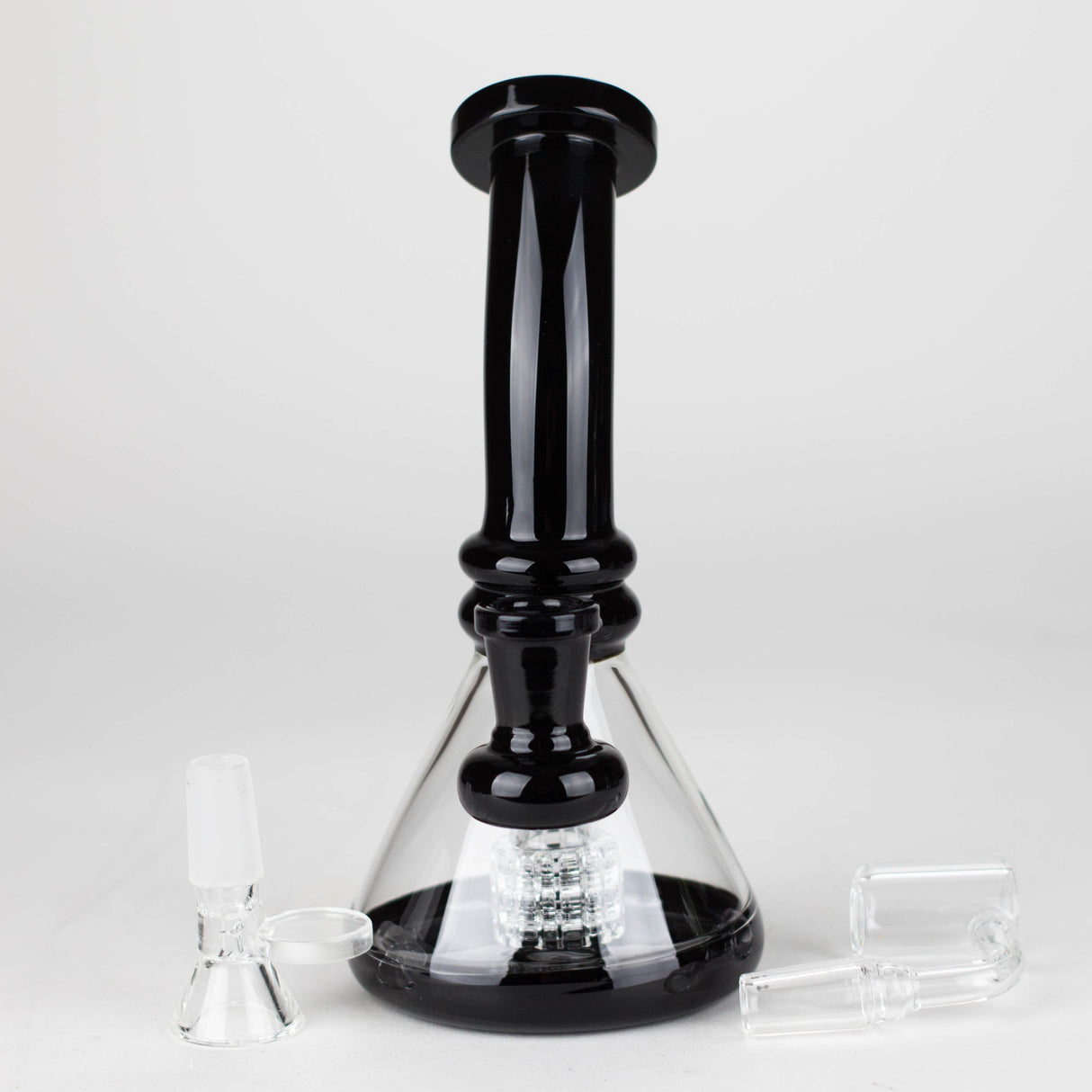 Z7" 2-in-1 Color accented Rig with perc (Banger and Bowl Included) Glass Rig 777 Smoke