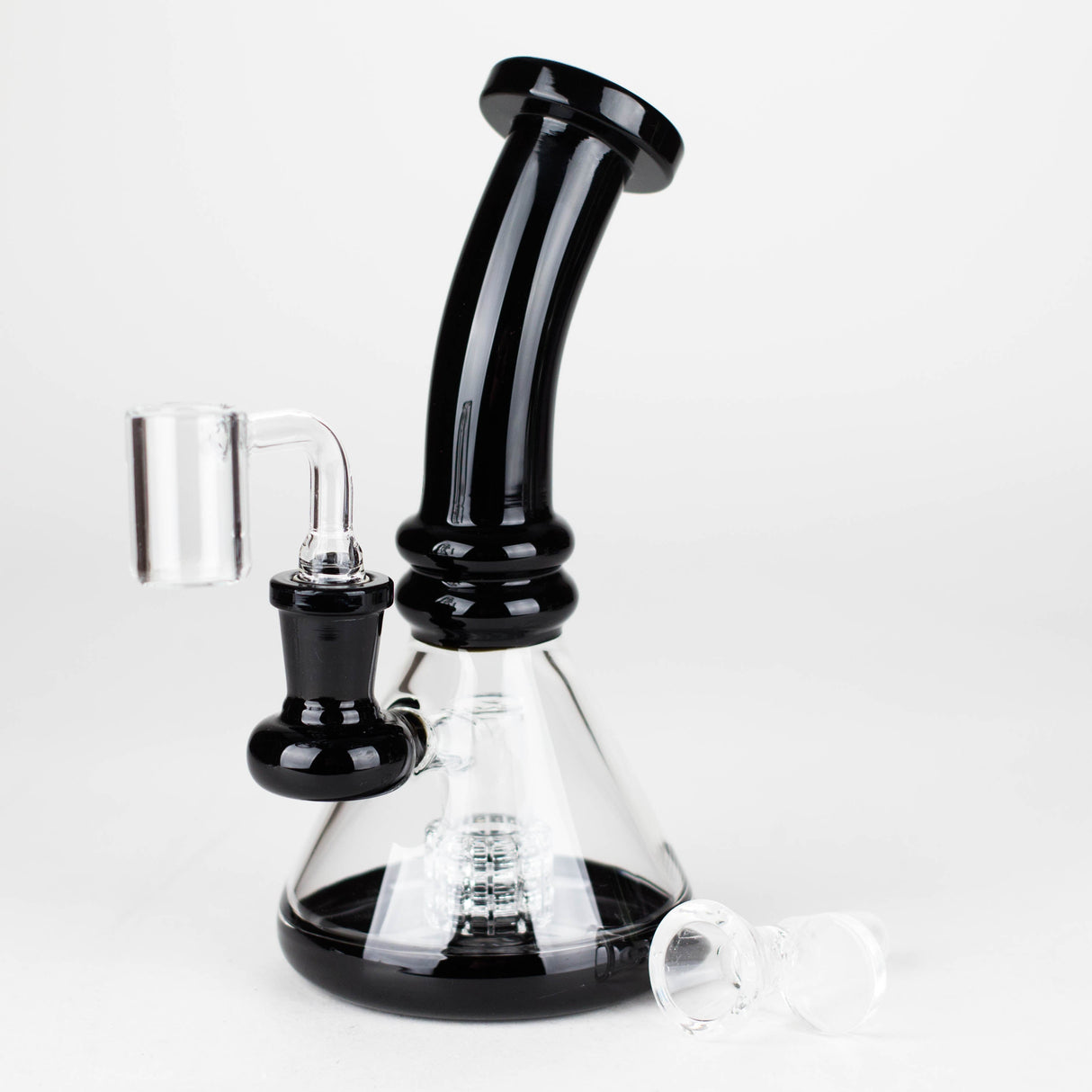 Z7" 2-in-1 Color accented Rig with perc (Banger and Bowl Included) Glass Rig 777 Smoke Black