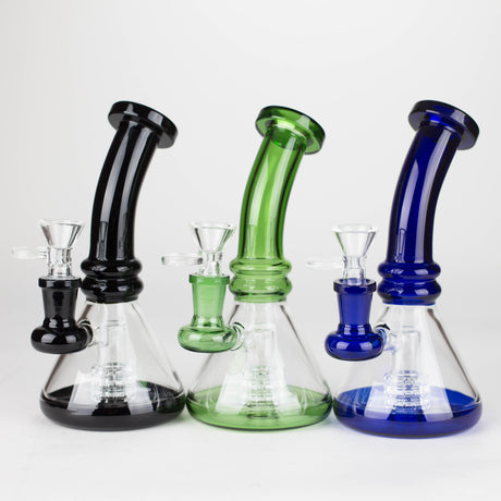 Z7" 2-in-1 Color accented Rig with perc (Banger and Bowl Included) Glass Rig 777 Smoke