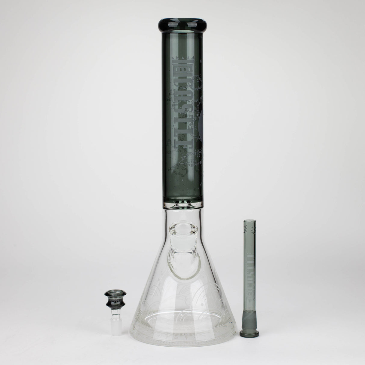 Castle Glassworks | 16" Wolf Etched Beaker Glass Bong Castle Glassworks