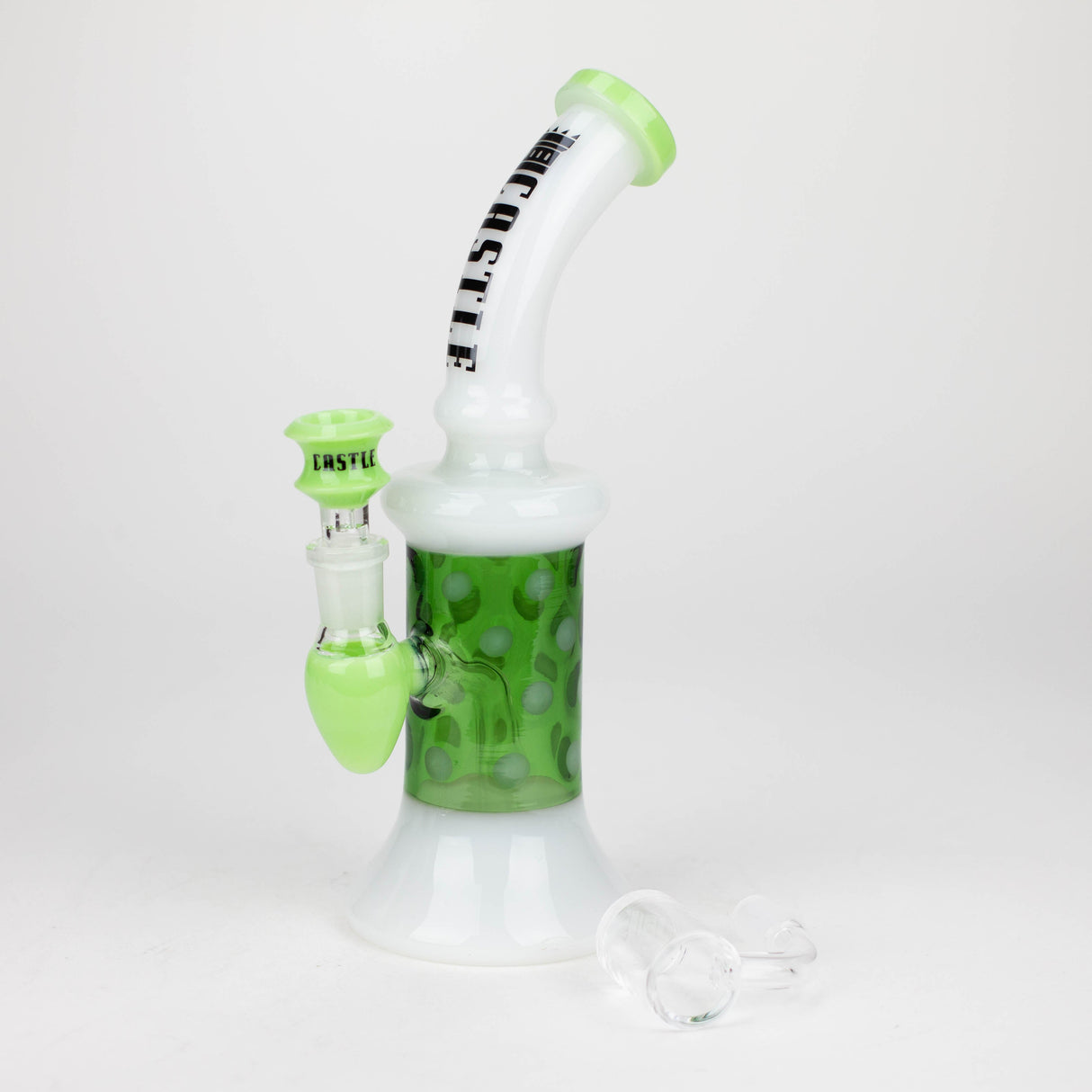 Castle Glassworks | 9" 2-in-1 Color Spots Rig Glass Rig Castle Glassworks Green