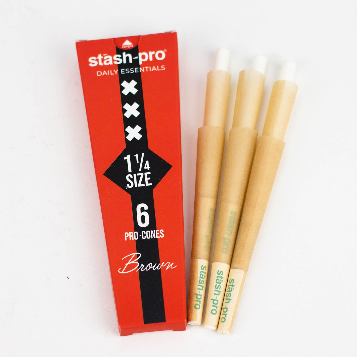 Stash-Pro | Unbleached (Brown) Pro 6 Cones box of 24 Pre-rolled Cone (Display Pack) Stash-Pro