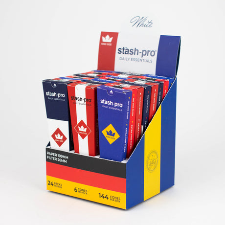 Stash-Pro | Bleached (White) Pro 6 Cones box of 24 Pre-rolled Cone (Display Pack) Stash-Pro King Size