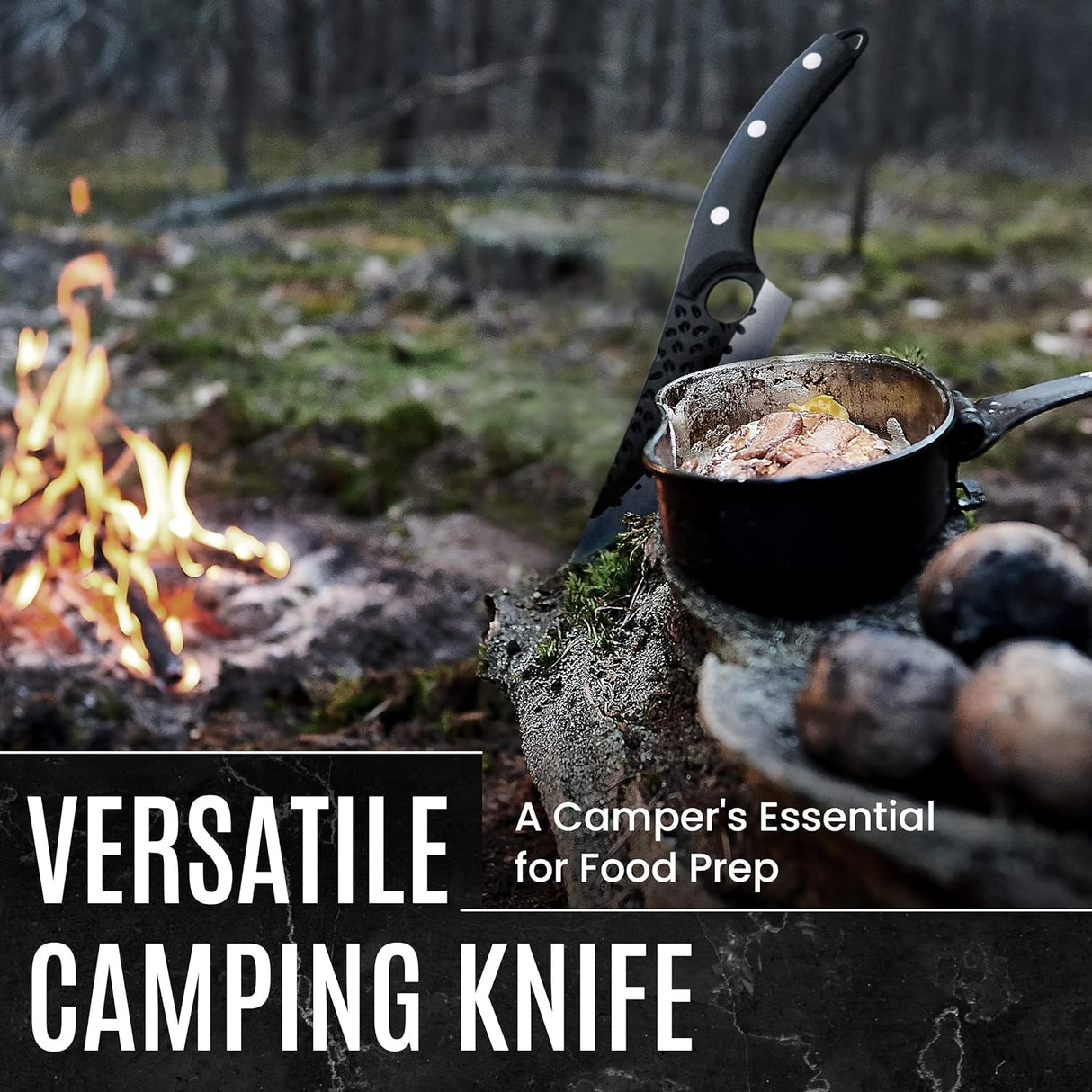 Boning Knife 110% Hand Forged Butcher Knife Camping Knife, Cleaver for Easy Cutting, Chopping, Deboning, fileting, BBQ – Outdoor and Kitchen Meat Cutting Knife Fixed Blade Knife Laser Ninja