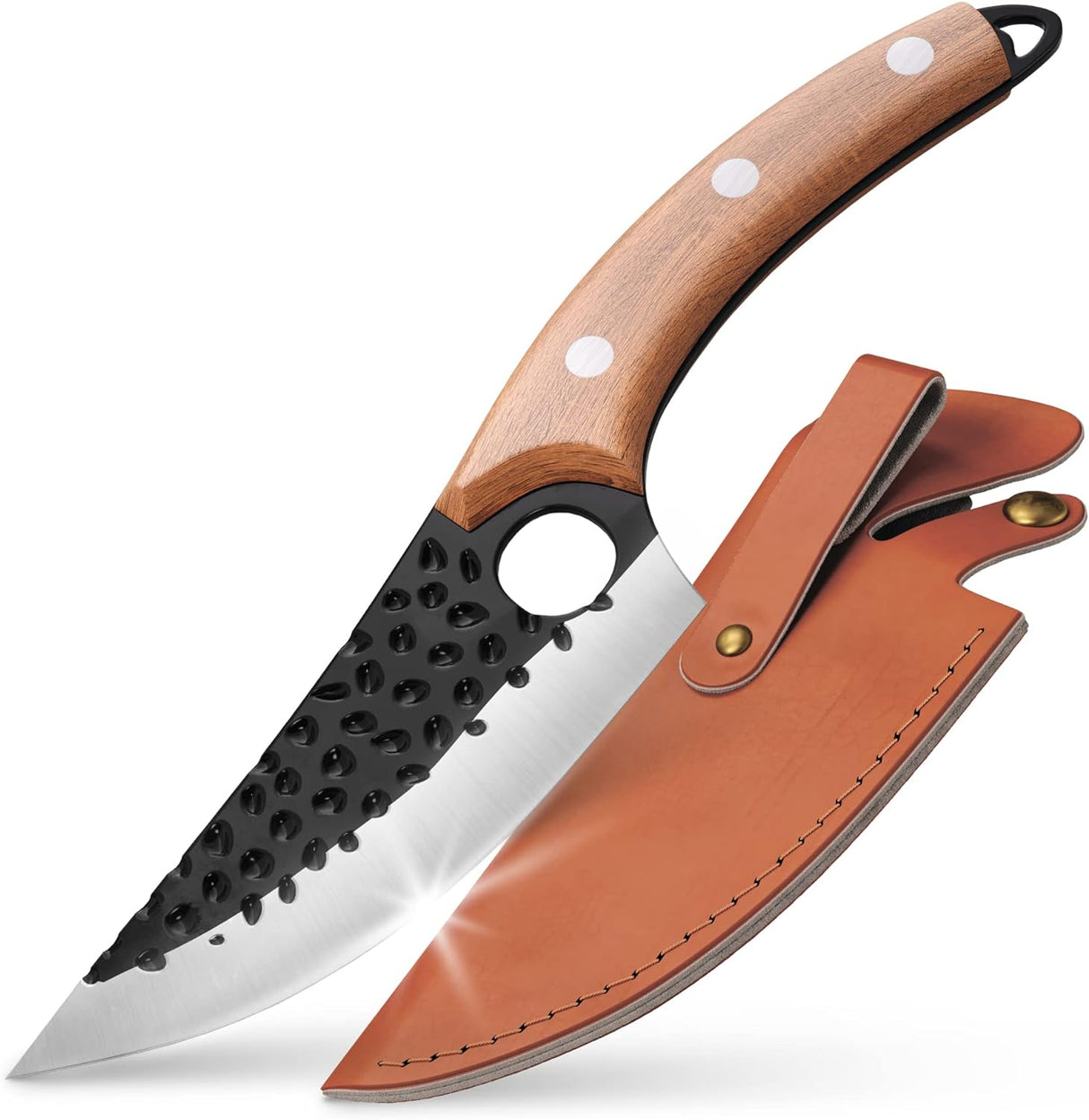 Boning Knife 110% Hand Forged Butcher Knife Camping Knife, Cleaver for Easy Cutting, Chopping, Deboning, fileting, BBQ – Outdoor and Kitchen Meat Cutting Knife Fixed Blade Knife Laser Ninja Natural