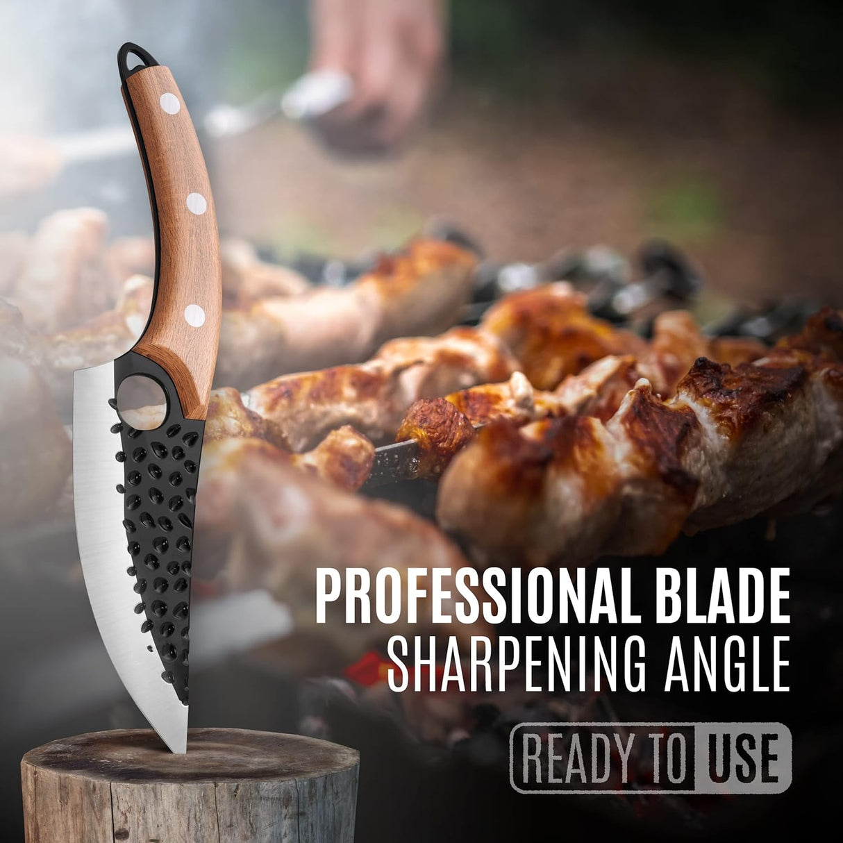 Boning Knife 110% Hand Forged Butcher Knife Camping Knife, Cleaver for Easy Cutting, Chopping, Deboning, fileting, BBQ – Outdoor and Kitchen Meat Cutting Knife Fixed Blade Knife Laser Ninja