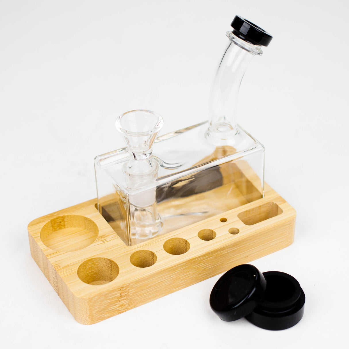 Rectangle glass water pipe with wooden tray-Assorted Glass Pipe YHS Smoke