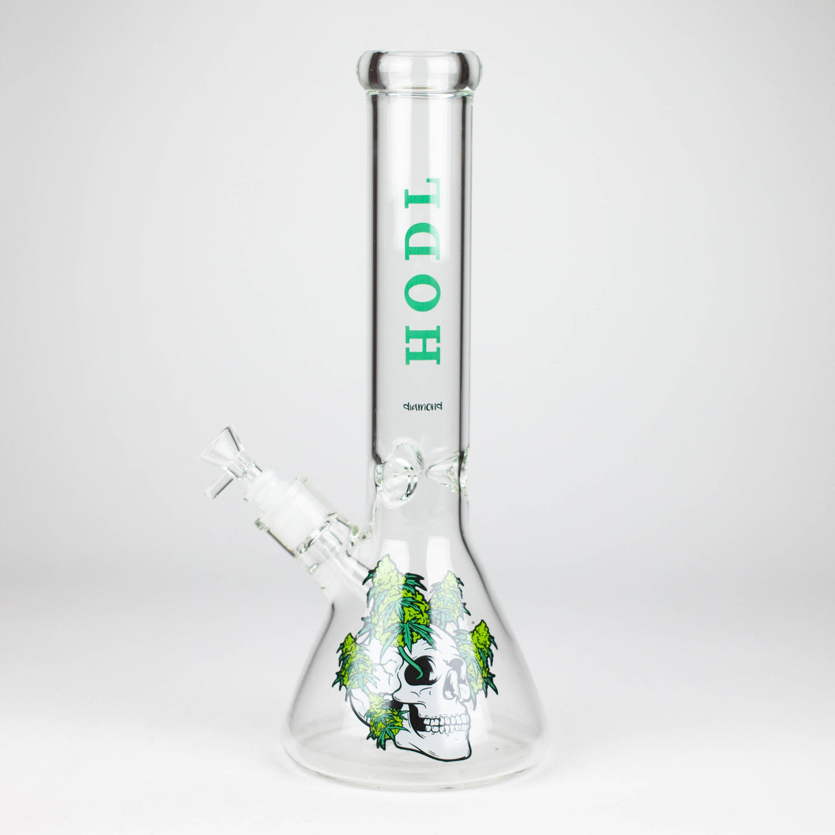 diamond | 14" Crypto Beaker Glass water Bong Glass Bong 420 Paradise Hodl - Skull & Bud