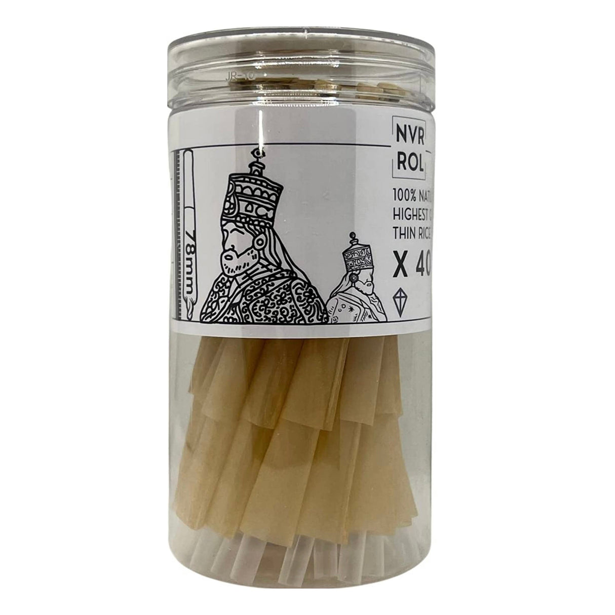 Kiteman | Unbleached Natural Rice Paper Cone -Medium Size -X40 Cones Pre-rolled Cone (Display Pack) Kiteman