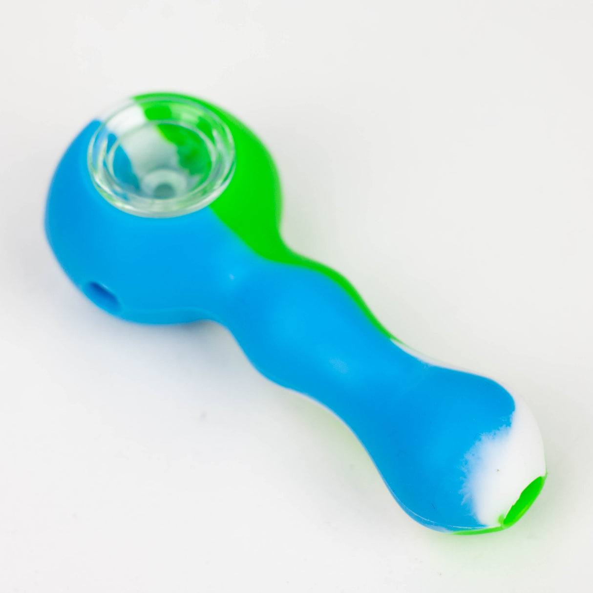 4" Silicone hand pipe Silicone Pipe ONE Green-Blue