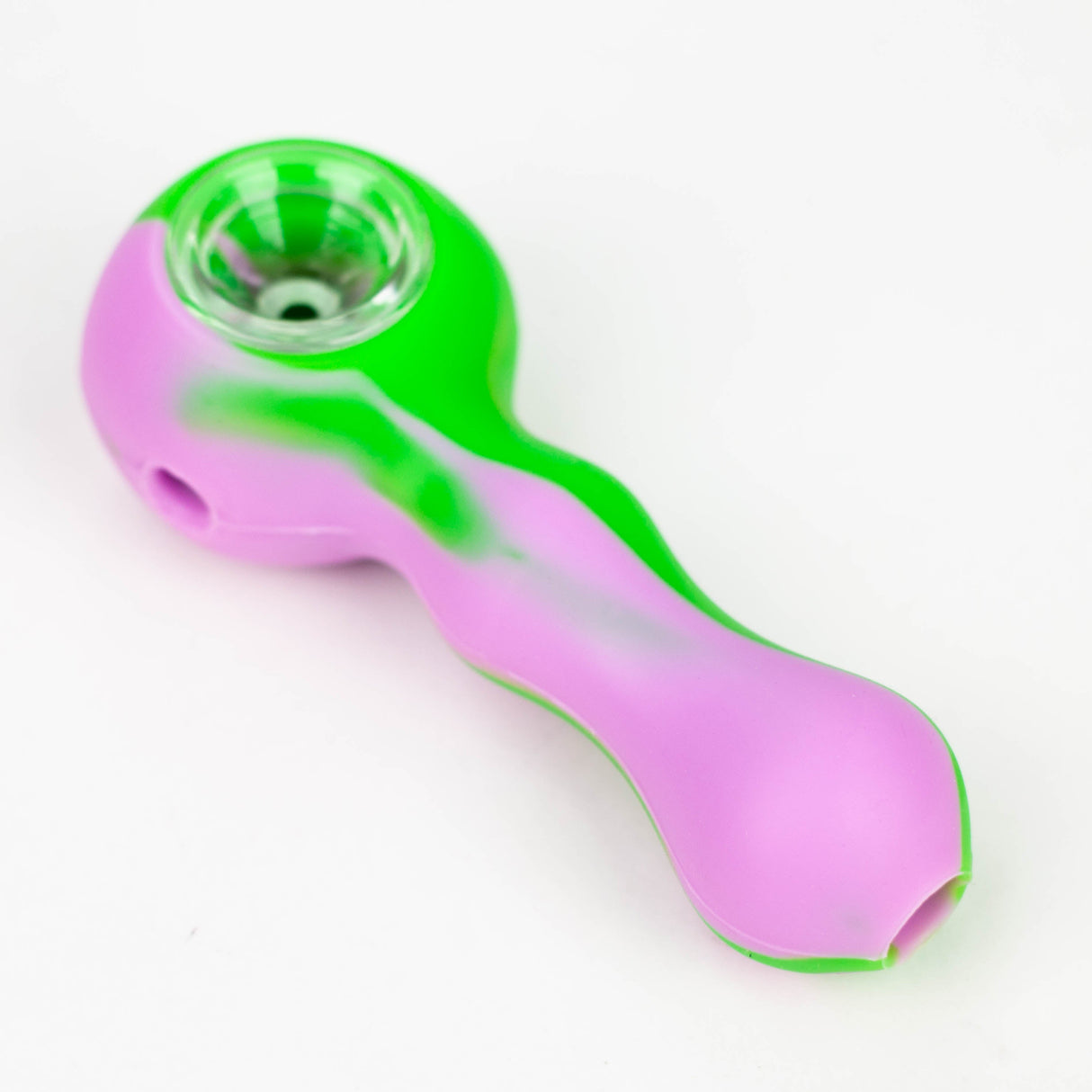 4" Silicone hand pipe Silicone Pipe ONE Green-Pink