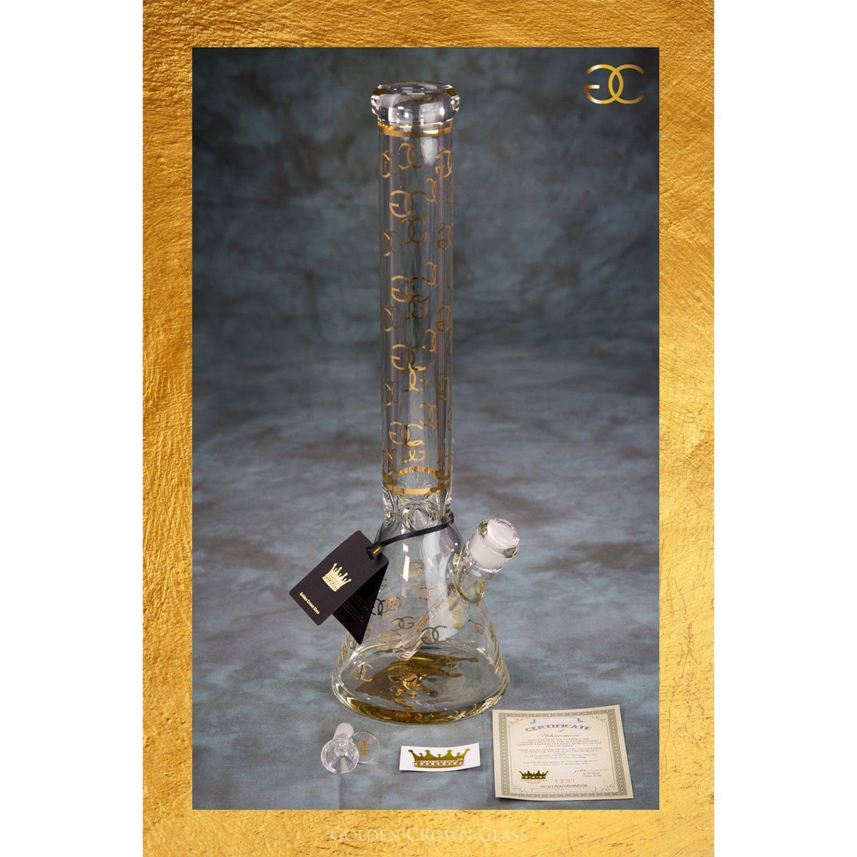 Golden Crown™ | 18 Inch 9mm GC with 24K Gold Emblem Glass Bong Smoke & Vape Distributor