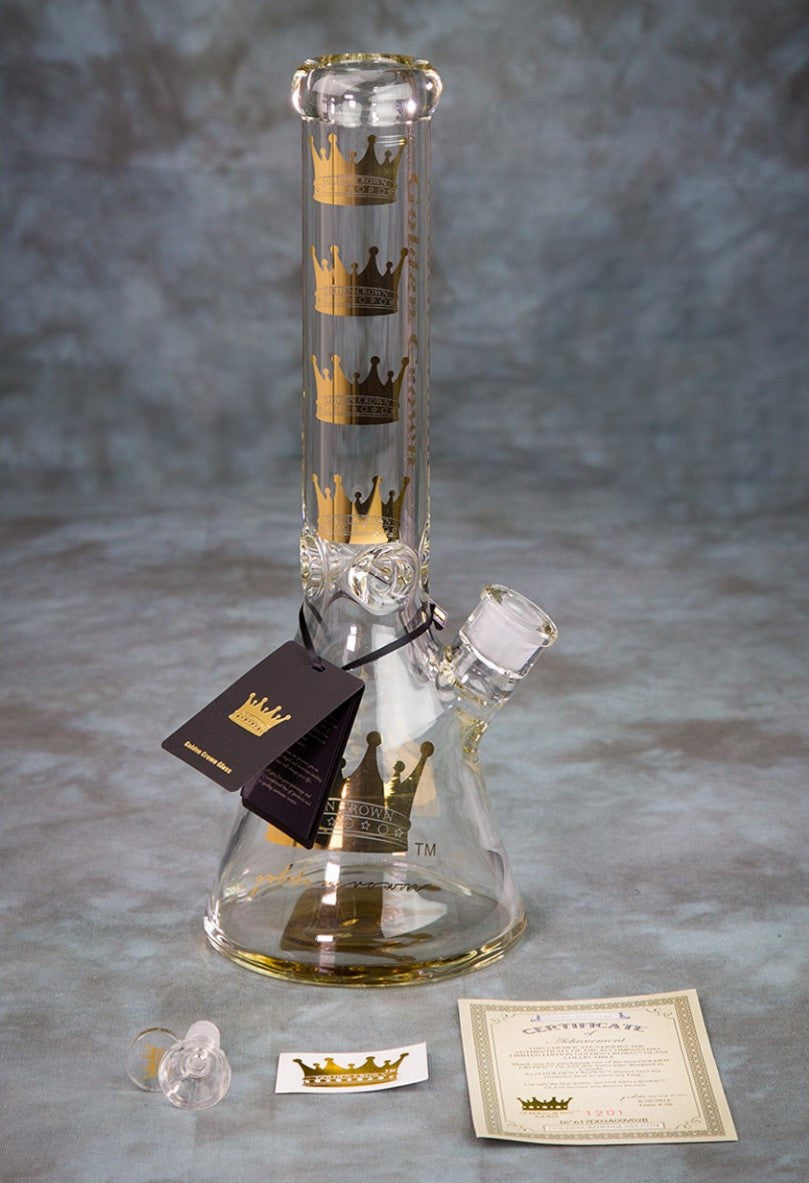 Golden Crown™ | 14 Inch 9mm glass bong with Signature and 24K Gold Emblem Glass Bong Smoke & Vape Distributor