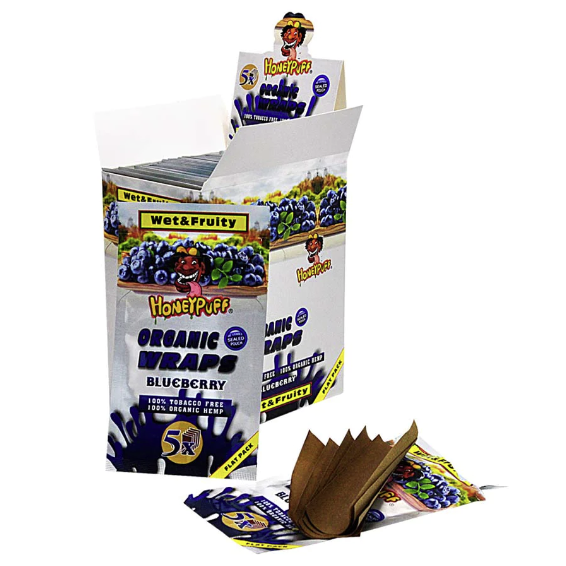 HONEY PUFF | ORGANIC FRUIT FLAVORED HEMP WRAPS Boxes of 50 Leaf Wrap Super Supplys Inc Blueberry