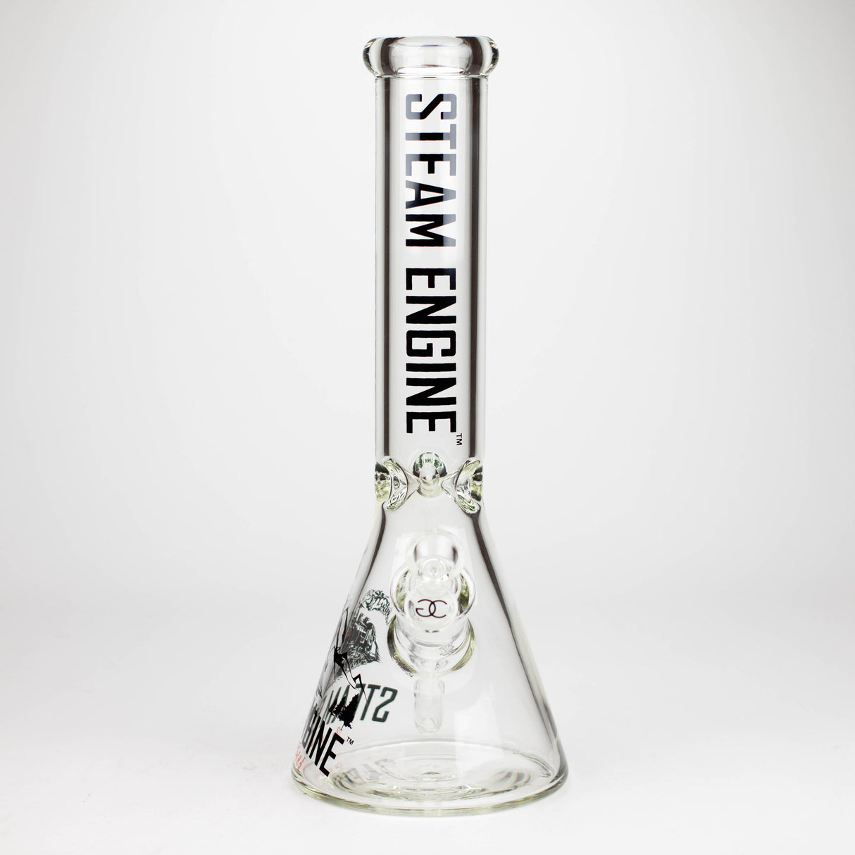 Steam Engine™ | 14 Inch 7mm glass bong with stickers by golden crown Glass Bong Smoke & Vape Distributor