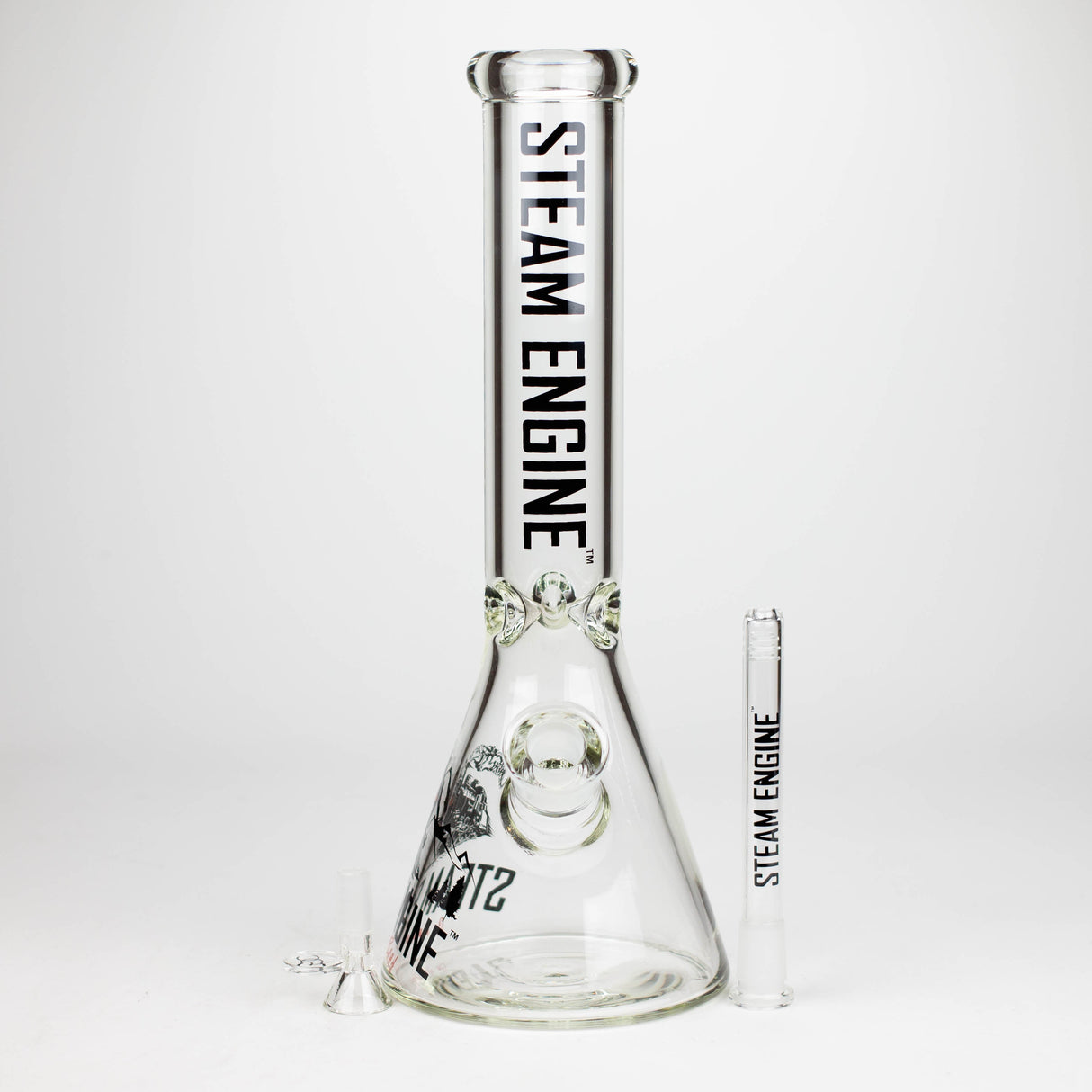 Steam Engine™ | 14 Inch 7mm glass bong with stickers by golden crown Glass Bong Smoke & Vape Distributor