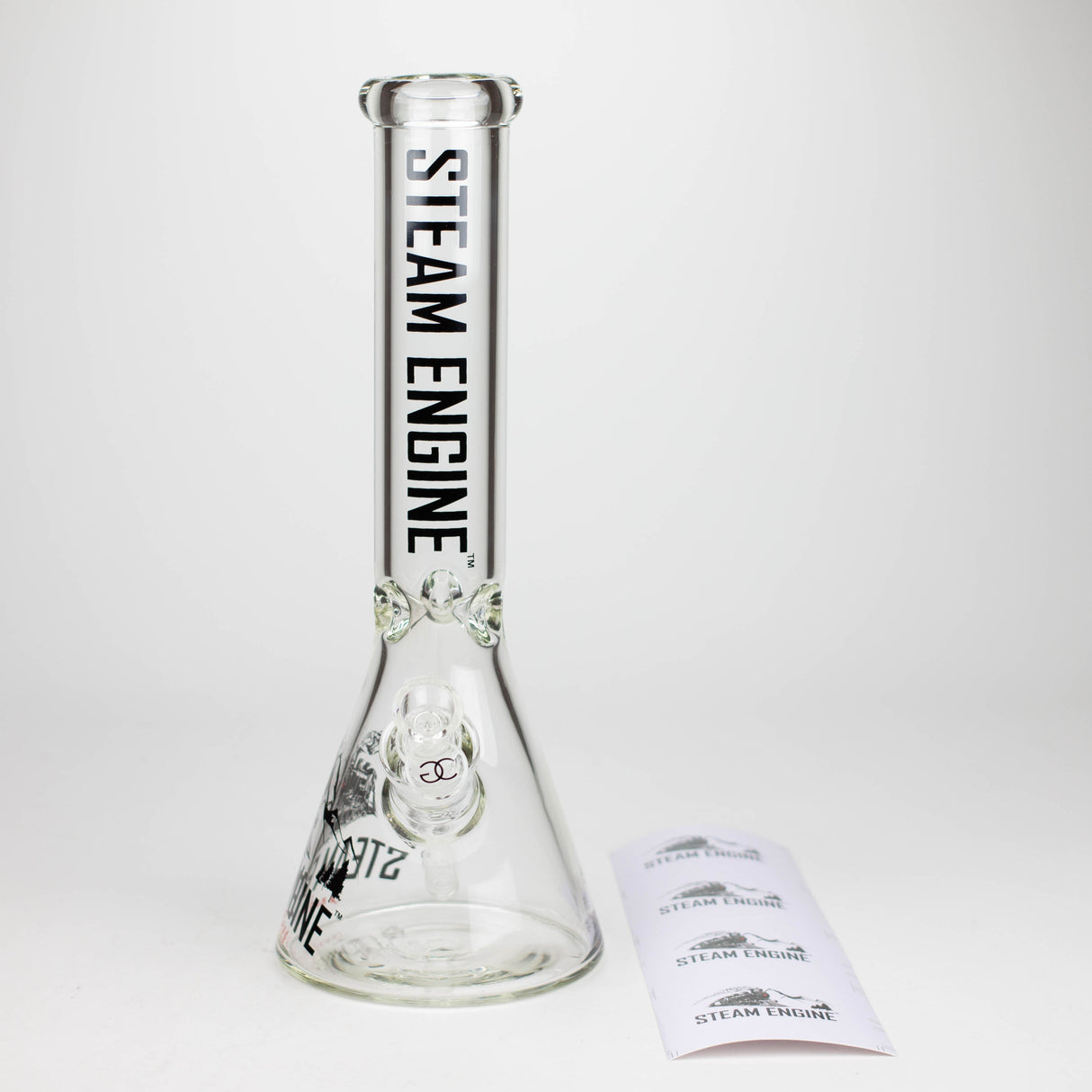 Steam Engine™ | 14 Inch 7mm glass bong with stickers by golden crown Glass Bong Smoke & Vape Distributor