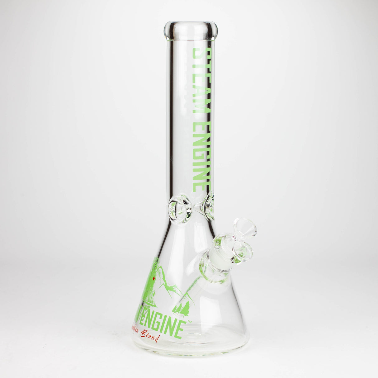Steam Engine™ | 14 Inch 7mm glass bong with stickers by golden crown Glass Bong Smoke & Vape Distributor Smile Green