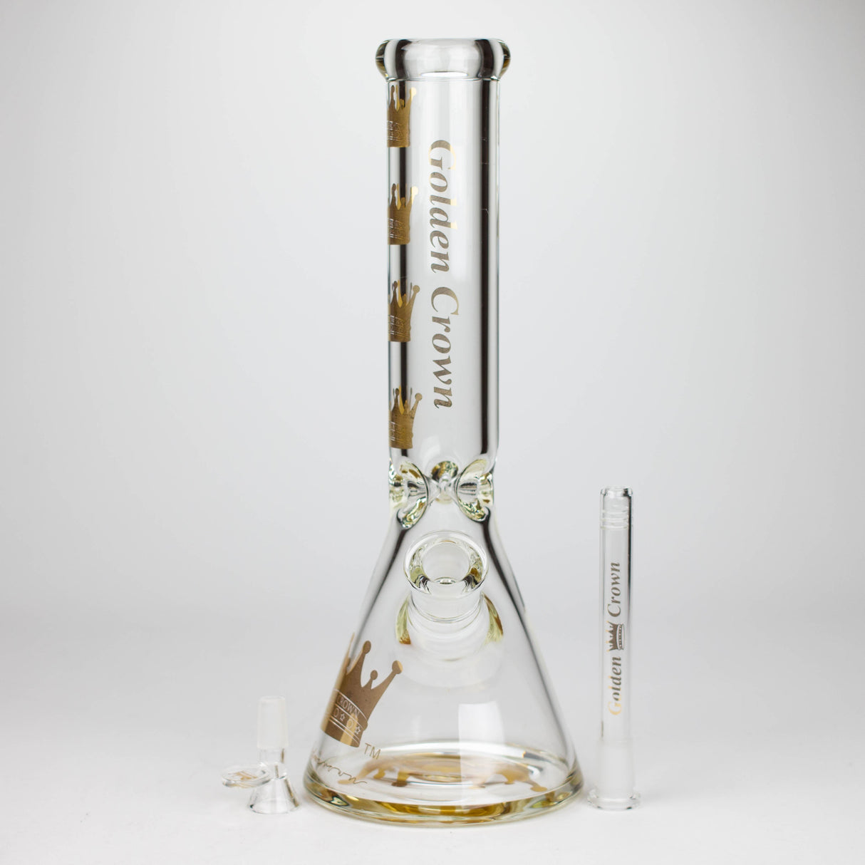 Golden Crown™ | 14 Inch 9mm glass bong with Signature and 24K Gold Emblem Glass Bong Smoke & Vape Distributor