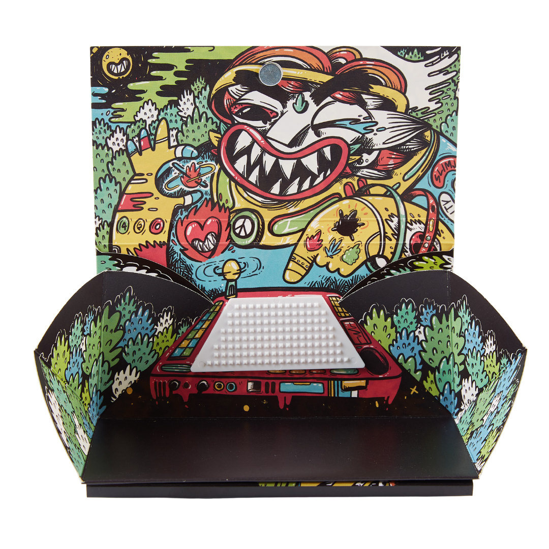 Slimjim X What The Yak - Rolling Paper + Tips & Grinder + Tray Pack (Box of 16) 1 - 1/4" Size SLIMJIM