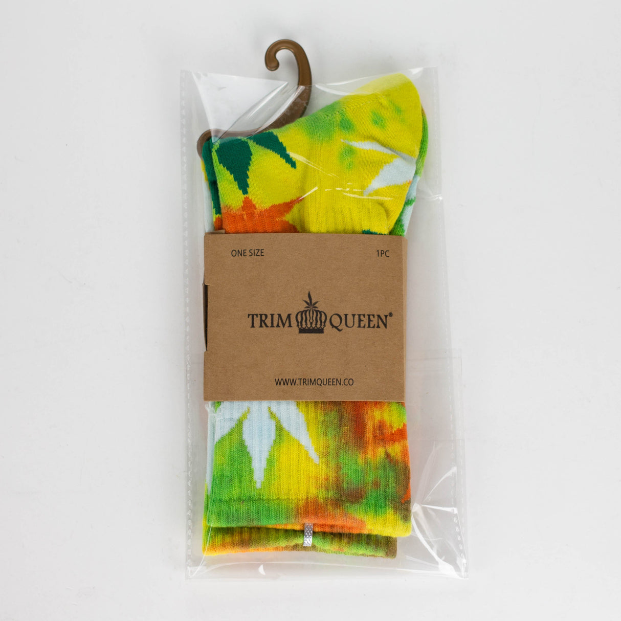 TRIM QUEEN | MJ SOCKS Footwear Trim Queen GREEN WHITE ORANGE ON YELLOW TYE DYE