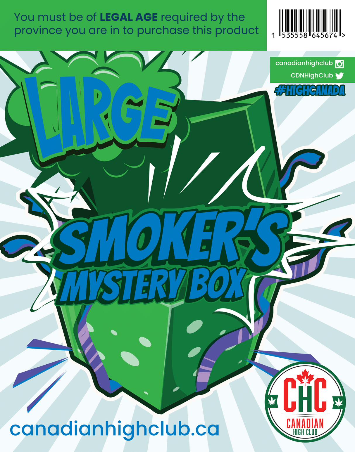 Canadian High Club Surprise Mystery Smokers Box Bundle 420 Paradise Large