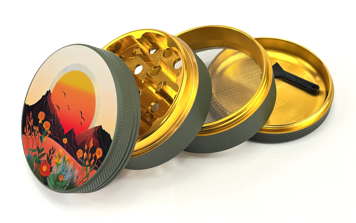 Green Star | 2.5" (63mm) Herb Grinder - Spring Sunrise Design Regular Grinder Green Star Herb Grinders